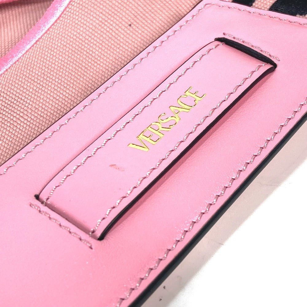 VERSACE ロゴ ショルダーストラップ キャンバス/レザー レディース ピンク