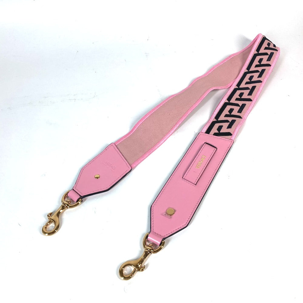 VERSACE ロゴ ショルダーストラップ キャンバス/レザー レディース ピンク