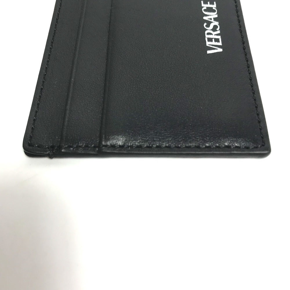 VERSACE Logo Business Card Holder, Pass Case, Card Case, Leather, Women's, Black