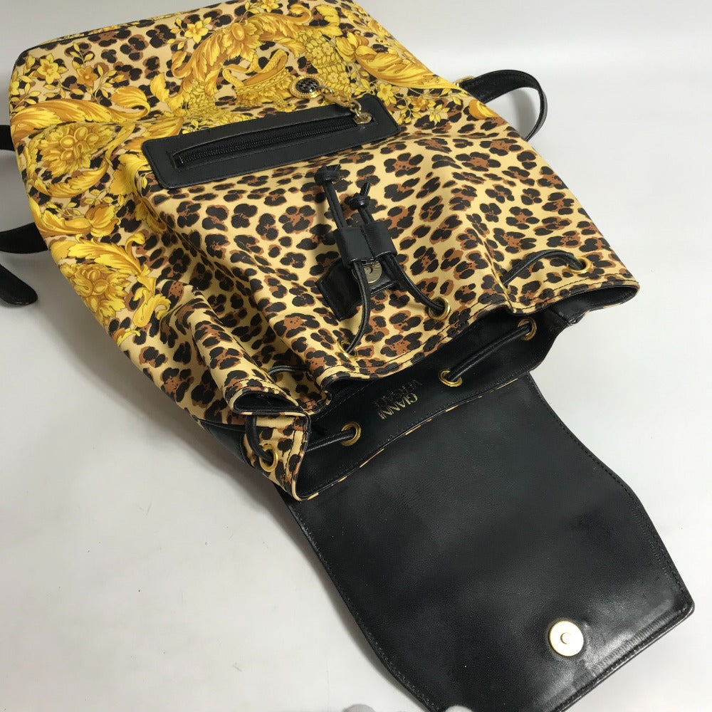 VERSACE Vintage Leopard Print Backpack in PVC, Women's, Yellow