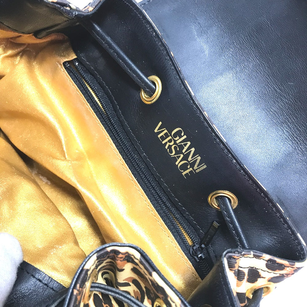 VERSACE Vintage Leopard Print Backpack in PVC, Women's, Yellow