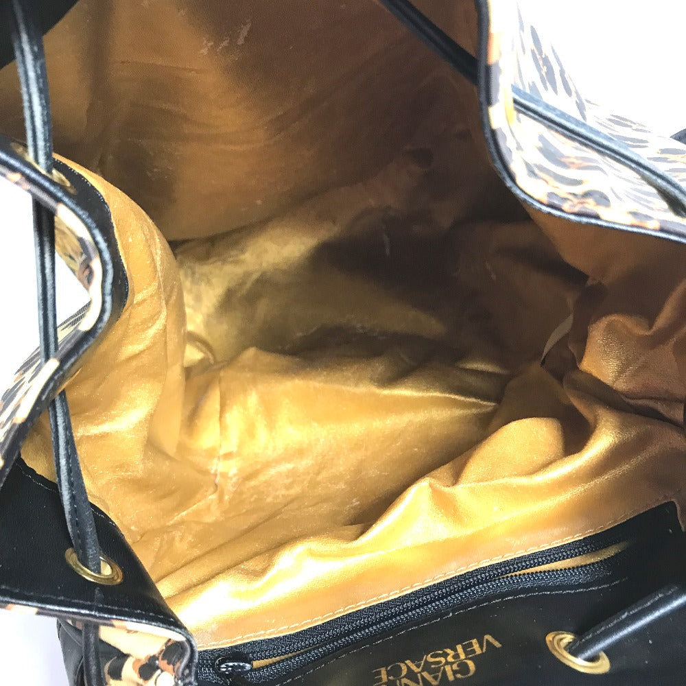 VERSACE Vintage Leopard Print Backpack in PVC, Women's, Yellow