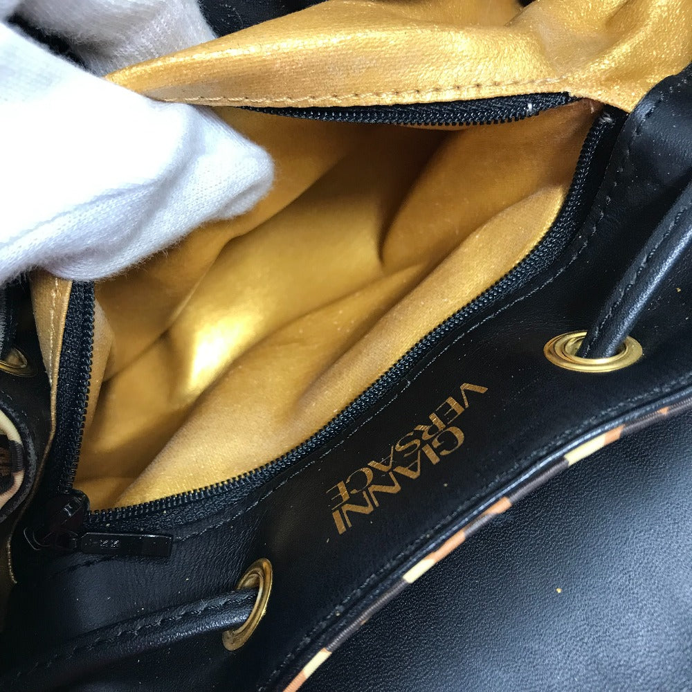 VERSACE Vintage Leopard Print Backpack in PVC, Women's, Yellow