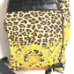 VERSACE Vintage Leopard Print Backpack in PVC, Women's, Yellow