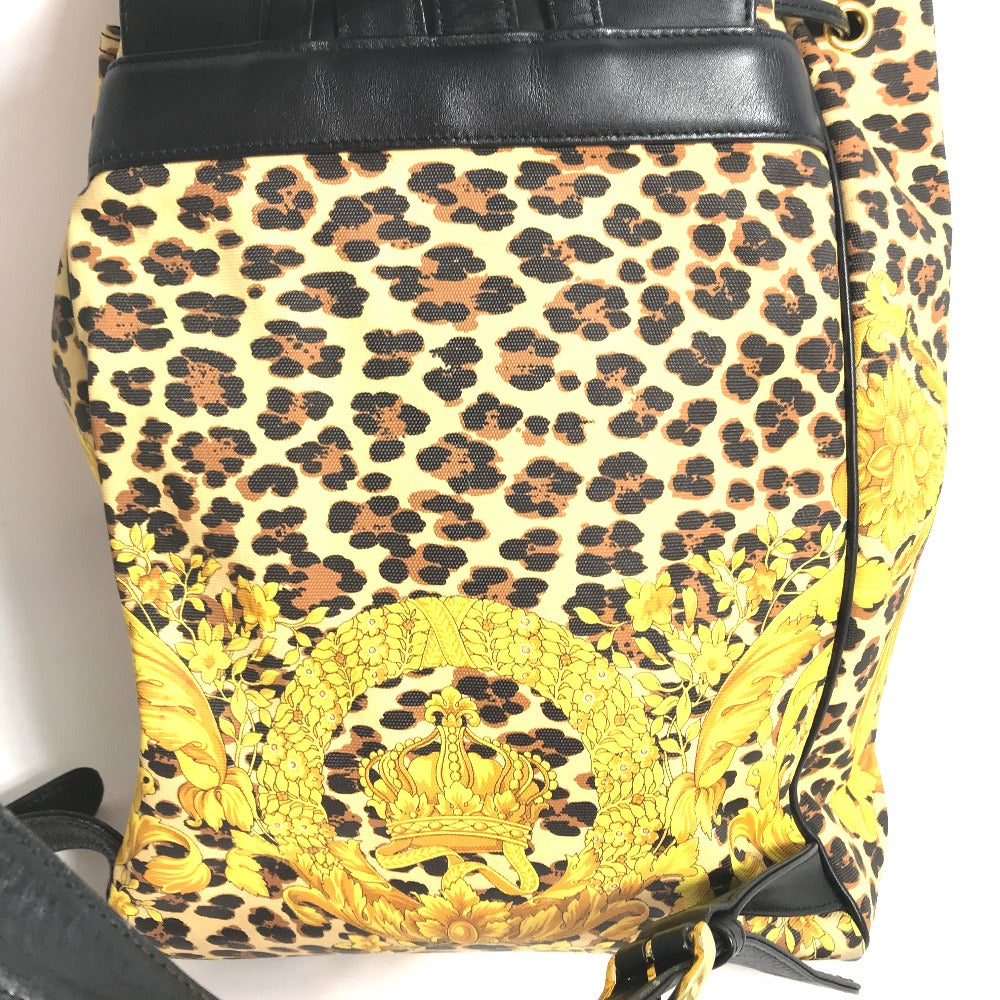 VERSACE Vintage Leopard Print Backpack in PVC, Women's, Yellow
