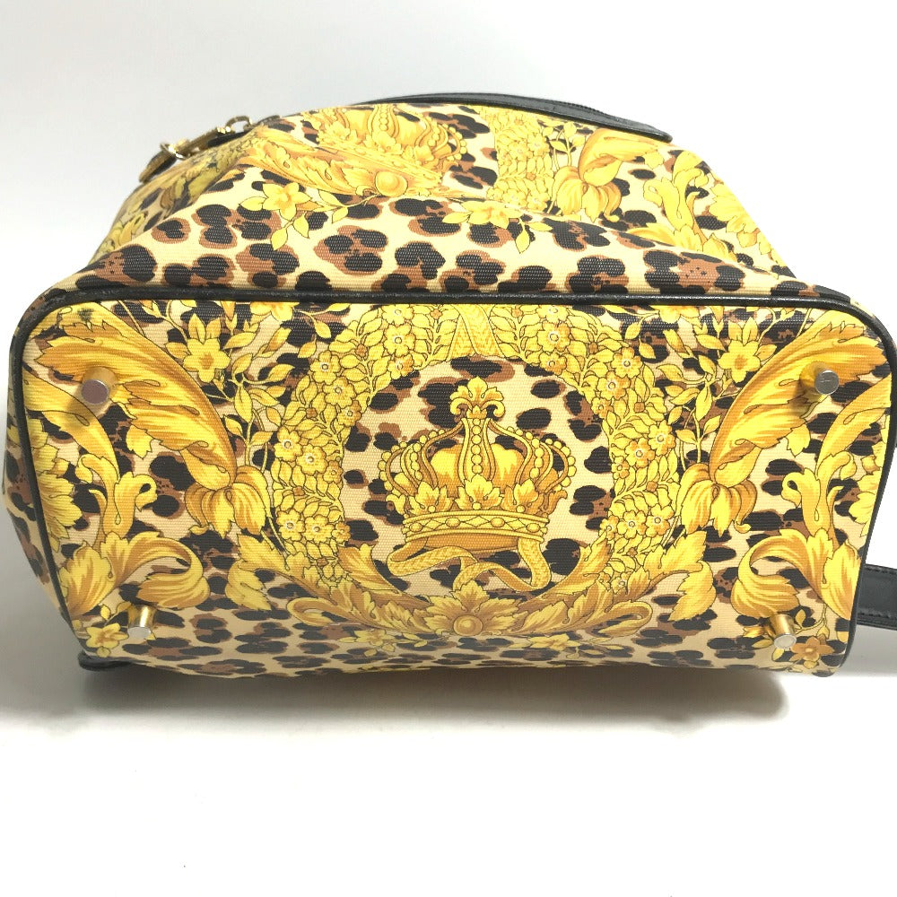 VERSACE Vintage Leopard Print Backpack in PVC, Women's, Yellow