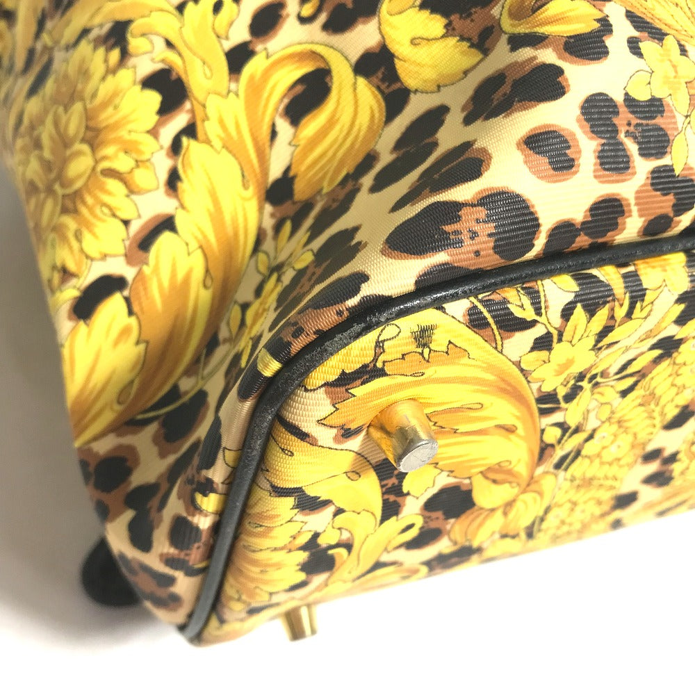 VERSACE Vintage Leopard Print Backpack in PVC, Women's, Yellow