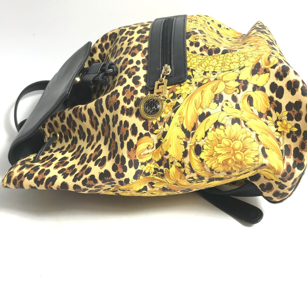 VERSACE Vintage Leopard Print Backpack in PVC, Women's, Yellow