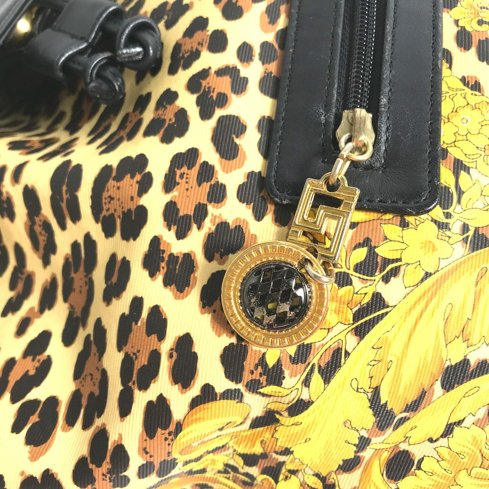 VERSACE Vintage Leopard Print Backpack in PVC, Women's, Yellow