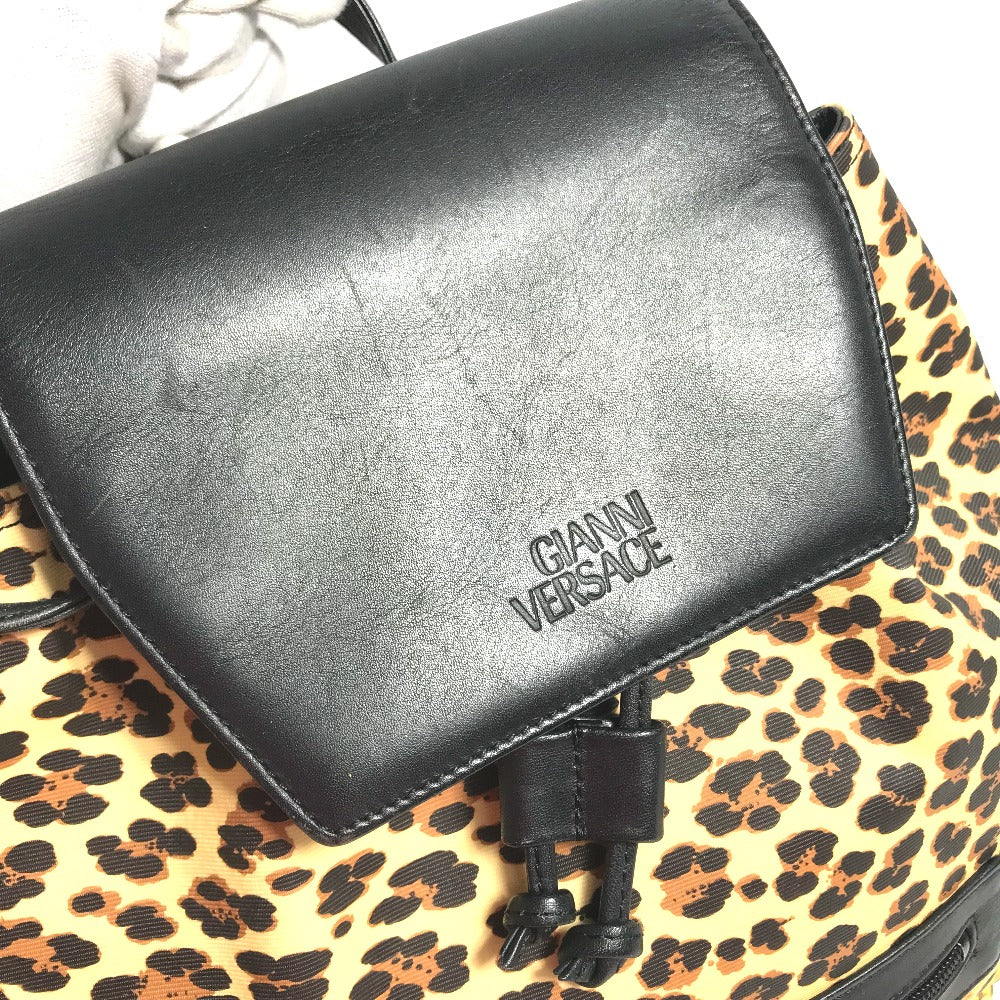 VERSACE Vintage Leopard Print Backpack in PVC, Women's, Yellow