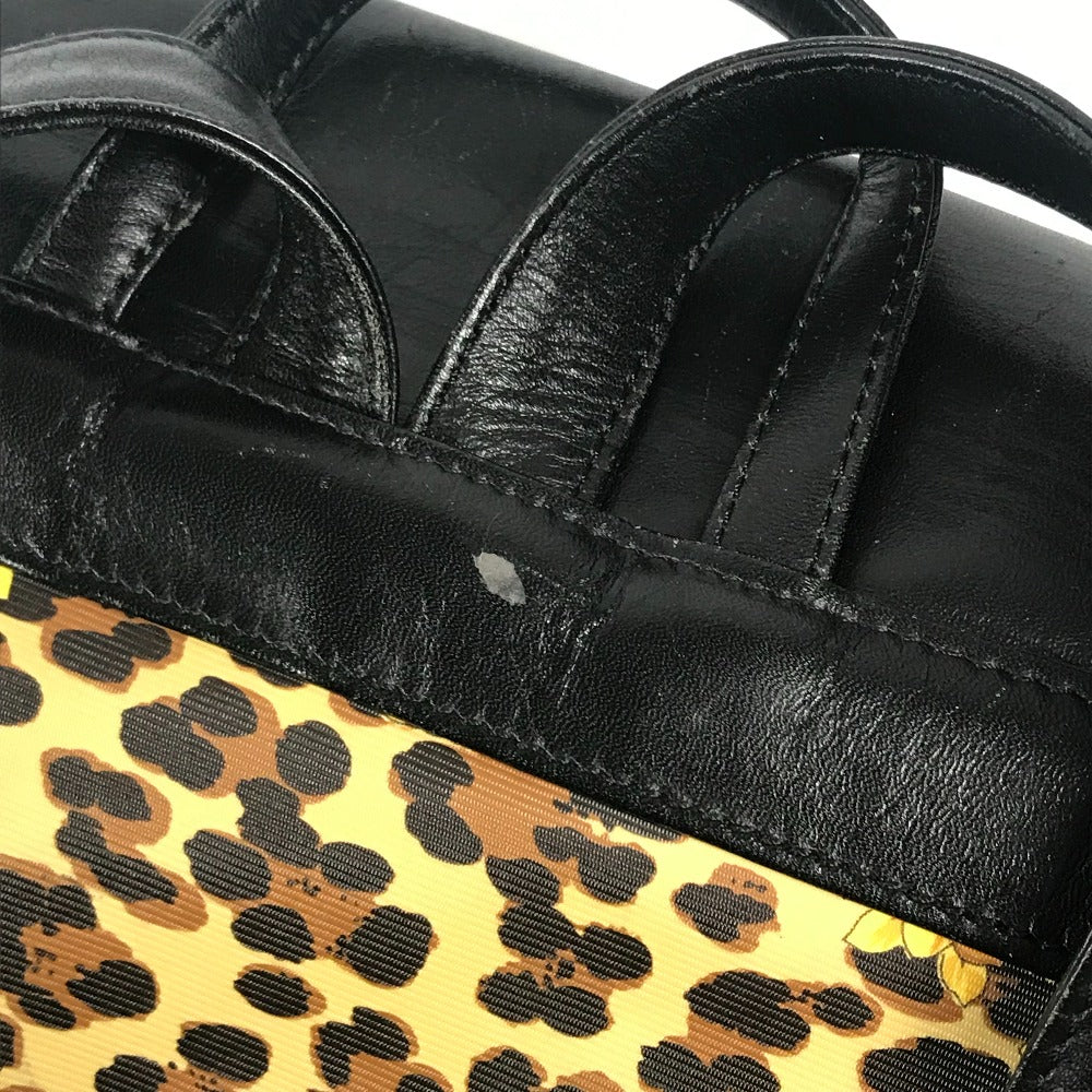 VERSACE ヴィンテージ レオパード 豹 ヒョウ バックパック カバン リュックサック レザー/PVC ユニセックス イエロー