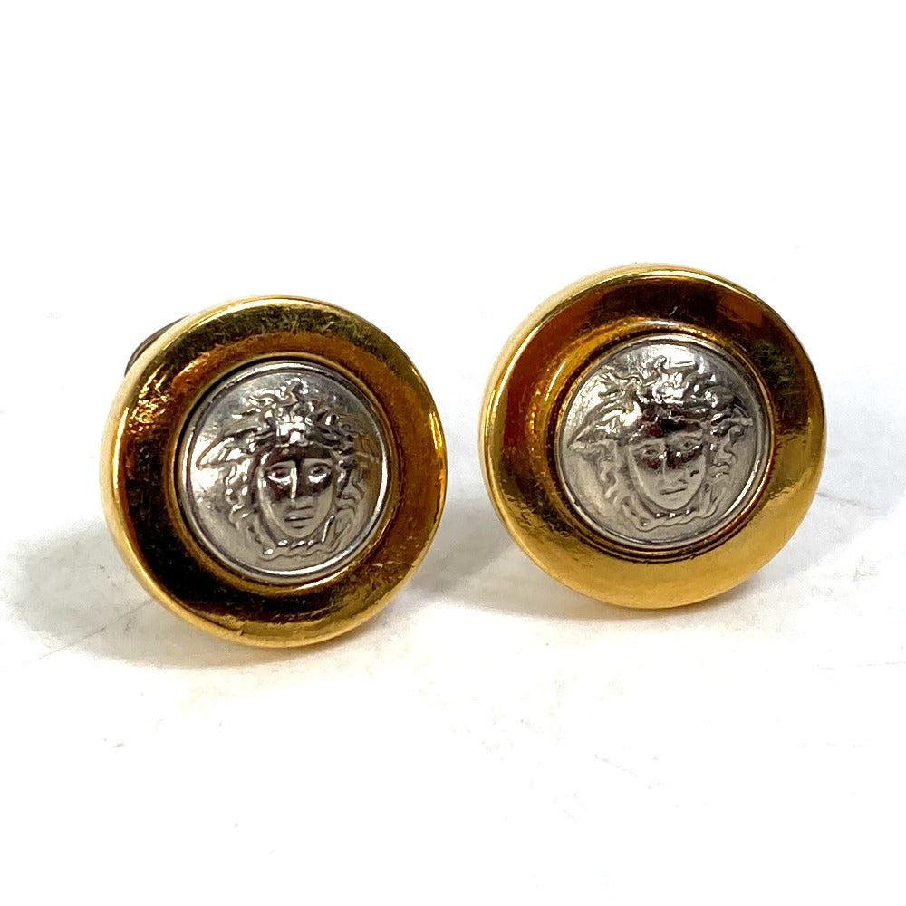 VERSACE Accessories Round Medusa Two-Tone Earrings in Gold