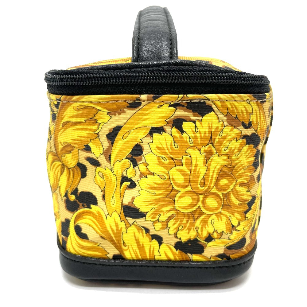 VERSACE Leopard Print Handbag Vanity Bag in PVC/Leather, Women's, Yellow and Black