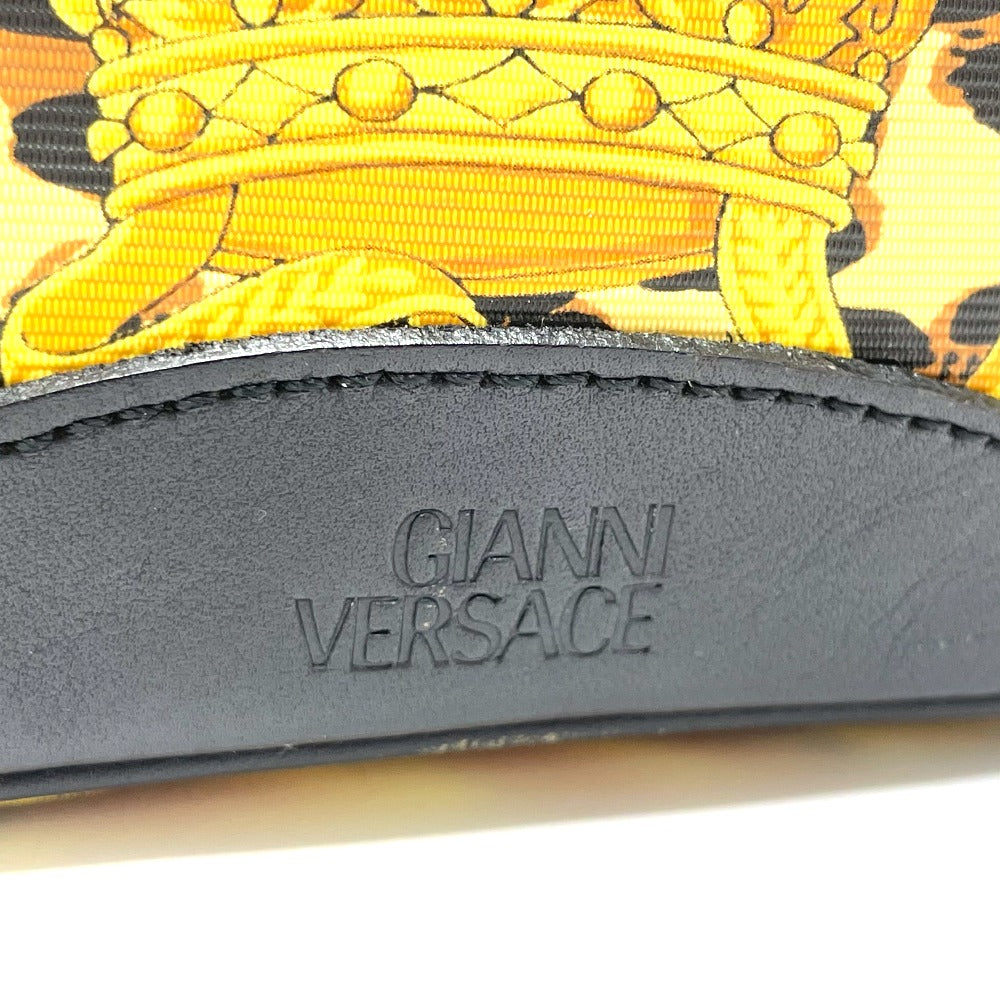 VERSACE Leopard Print Handbag Vanity Bag in PVC/Leather, Women's, Yellow and Black