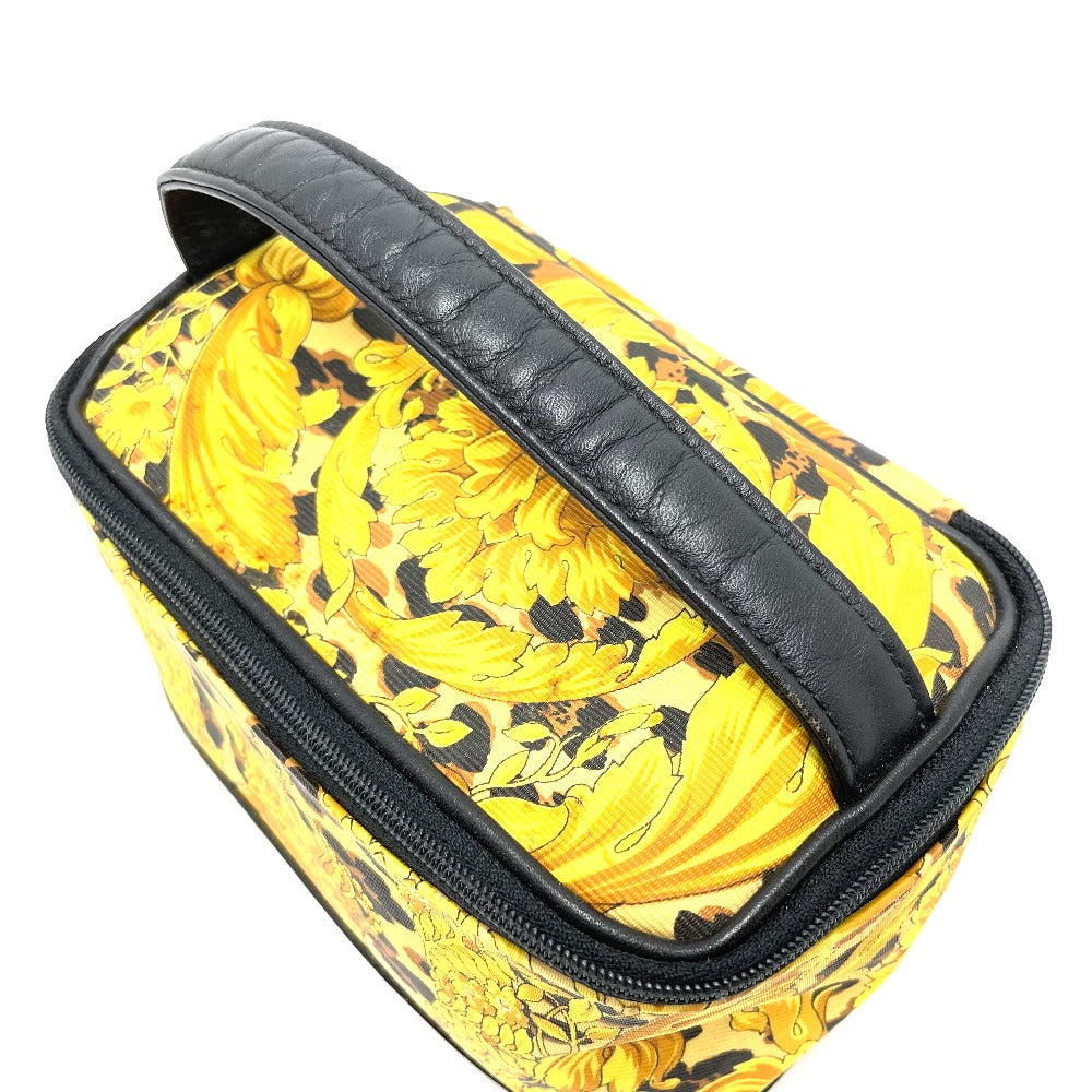 VERSACE Leopard Print Handbag Vanity Bag in PVC/Leather, Women's, Yellow and Black