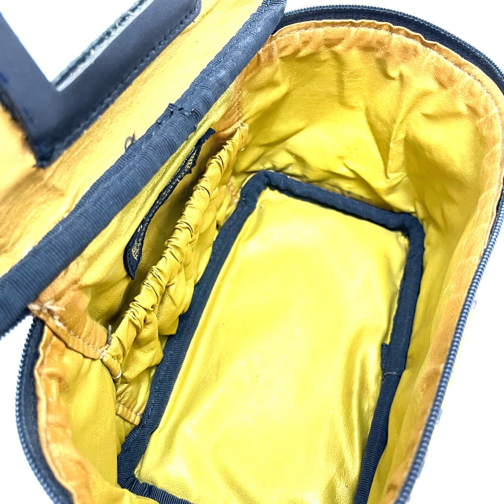 VERSACE Leopard Print Handbag Vanity Bag in PVC/Leather, Women's, Yellow and Black