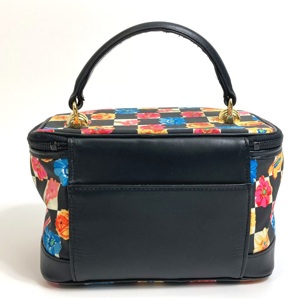 VERSACE 花柄 総柄 フラワー フローラル  カバン ハンドバッグ バニティバッグ ナイロン/レザー レディース ブラック×マルチカラー - brandshop-reference