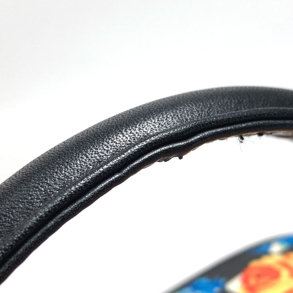 VERSACE 花柄 総柄 フラワー フローラル  カバン ハンドバッグ バニティバッグ ナイロン/レザー レディース ブラック×マルチカラー - brandshop-reference