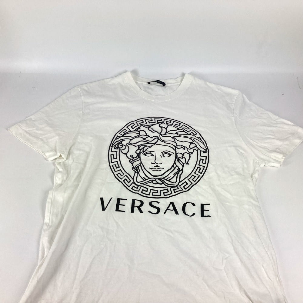 VERSACE メデューサ ロゴ アパレル 半袖 トップス バイカラー 半袖Ｔシャツ コットン メンズ ホワイト - brandshop-reference