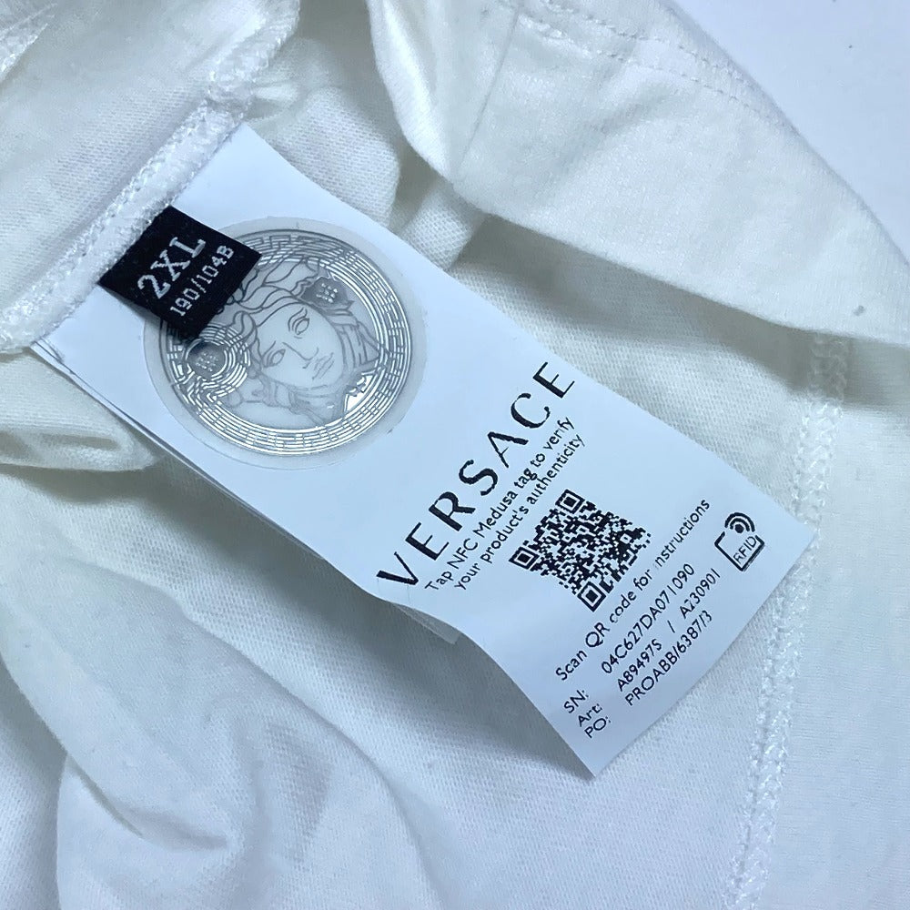 VERSACE メデューサ ロゴ アパレル 半袖 トップス バイカラー 半袖Ｔシャツ コットン メンズ ホワイト - brandshop-reference