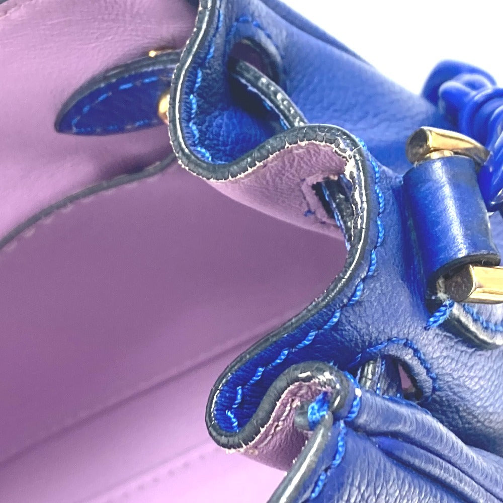 VERSACE メデューサ ロゴ 2WAY チェーン ショルダーバッグ 肩掛け ハンドバッグ レザー レディース ブルー - brandshop-reference