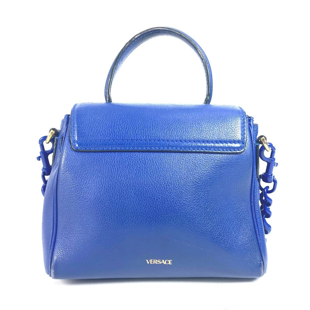 VERSACE メデューサ ロゴ 2WAY チェーン ショルダーバッグ 肩掛け ハンドバッグ レザー レディース ブルー - brandshop-reference