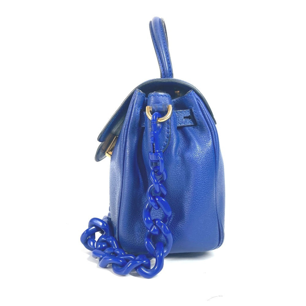 VERSACE メデューサ ロゴ 2WAY チェーン ショルダーバッグ 肩掛け ハンドバッグ レザー レディース ブルー - brandshop-reference