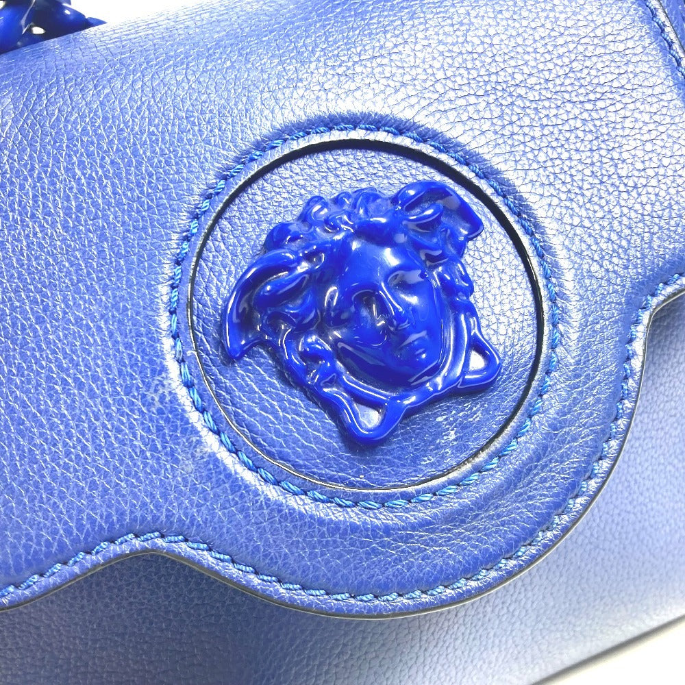 VERSACE メデューサ ロゴ 2WAY チェーン ショルダーバッグ 肩掛け ハンドバッグ レザー レディース ブルー - brandshop-reference