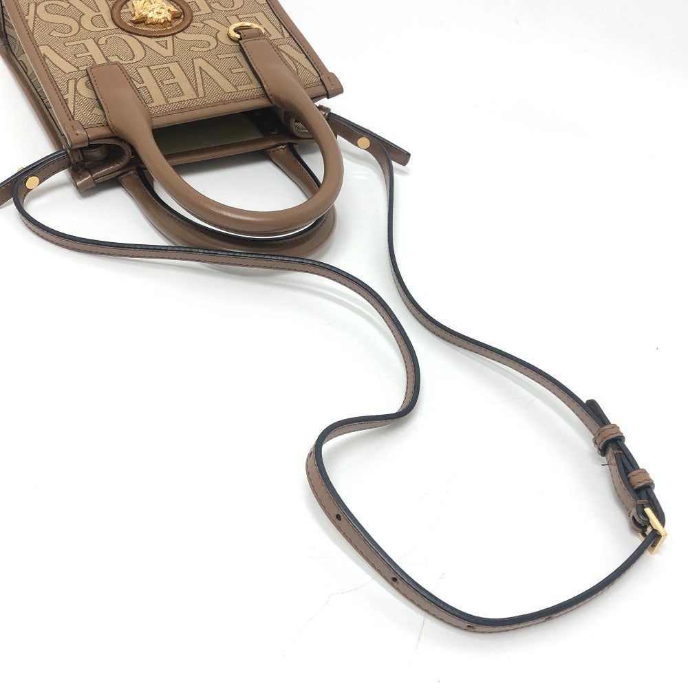 VERSACE ヴェルサーチェ メデューサ カバン ショルダーバッグ 2WAY ハンドバッグ レザー/キャンバス レディース ブラウン