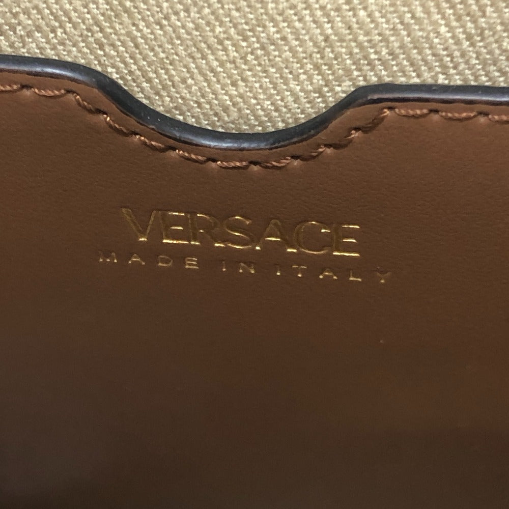 VERSACE ヴェルサーチェ メデューサ カバン ショルダーバッグ 2WAY ハンドバッグ レザー/キャンバス レディース ブラウン