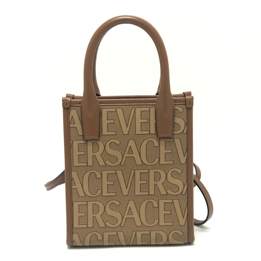 VERSACE ヴェルサーチェ メデューサ カバン ショルダーバッグ 2WAY ハンドバッグ レザー/キャンバス レディース ブラウン