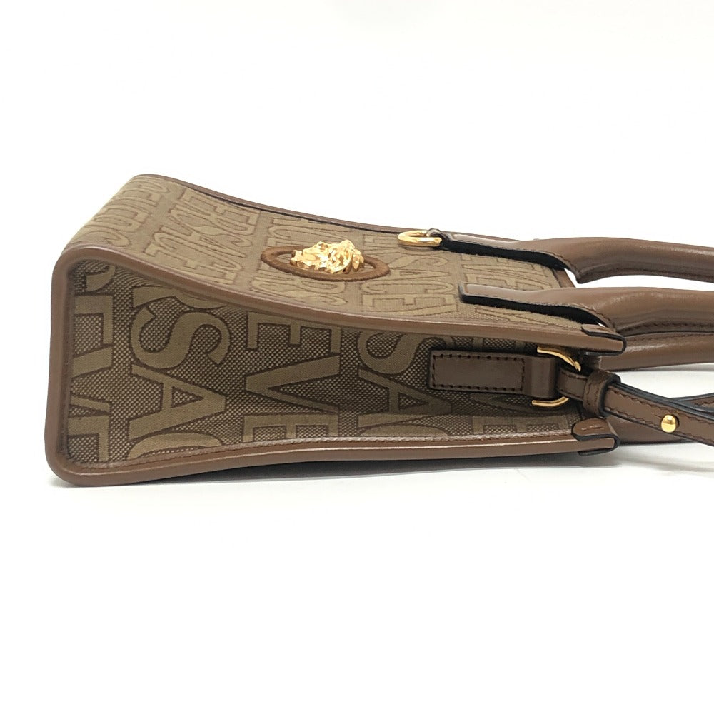 VERSACE ヴェルサーチェ メデューサ カバン ショルダーバッグ 2WAY ハンドバッグ レザー/キャンバス レディース ブラウン