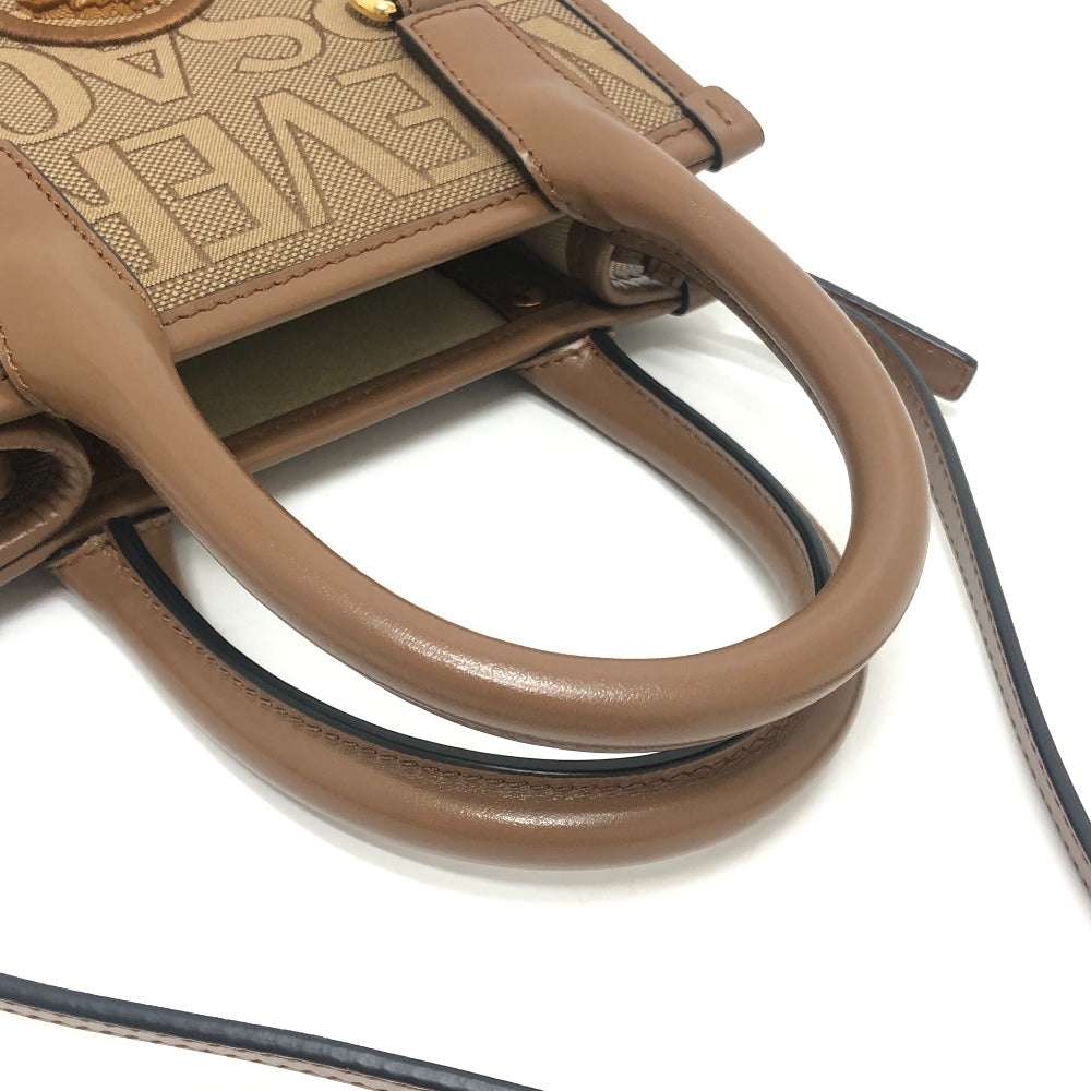 VERSACE ヴェルサーチェ メデューサ カバン ショルダーバッグ 2WAY ハンドバッグ レザー/キャンバス レディース ブラウン
