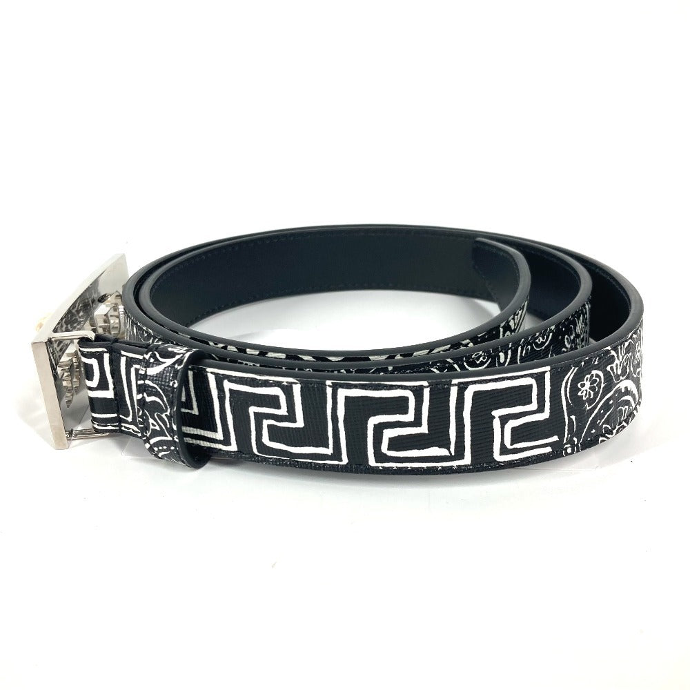 VERSACE ロゴ バイカラー ベルト レザー メンズ ブラック - brandshop-reference