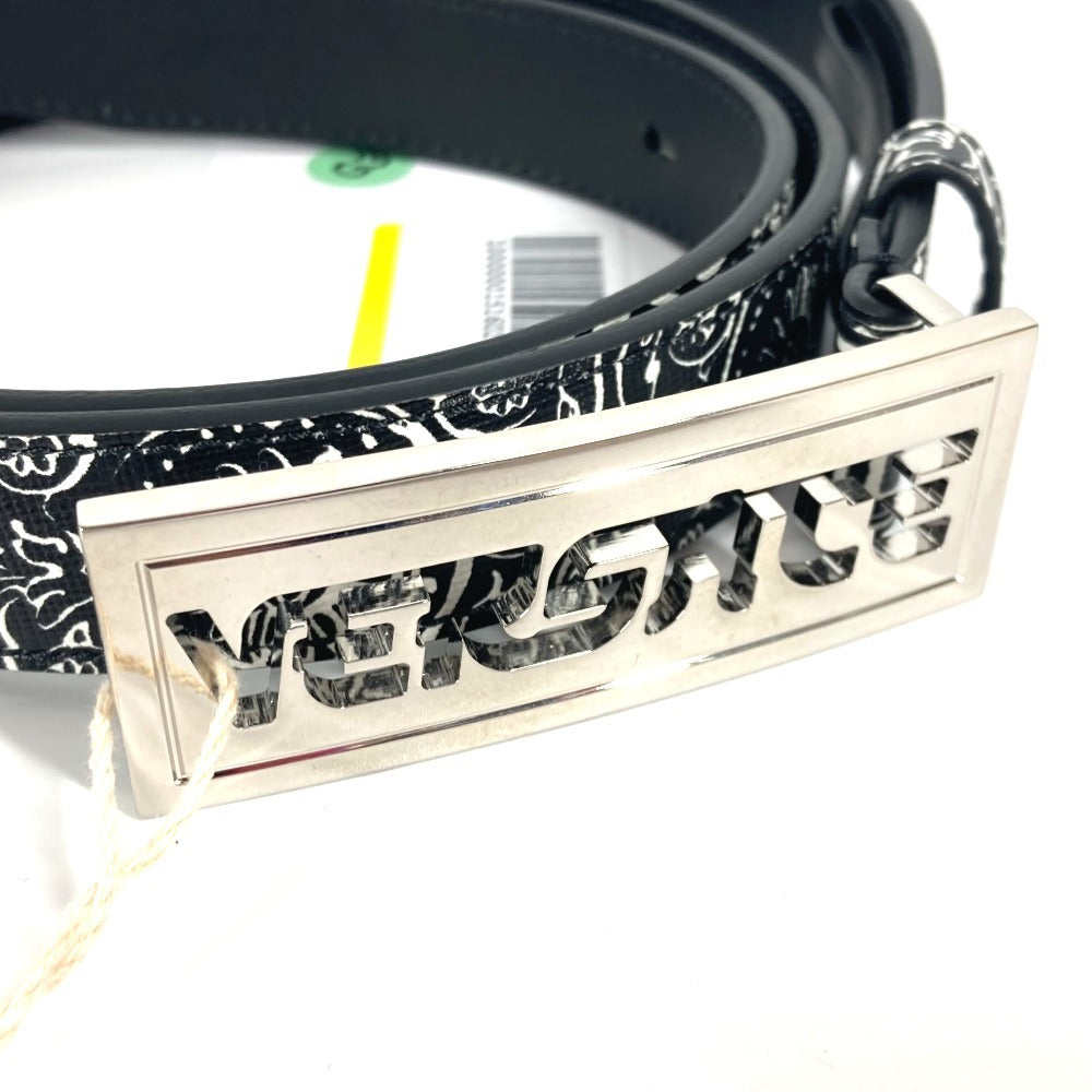 VERSACE ロゴ バイカラー ベルト レザー メンズ ブラック - brandshop-reference