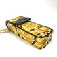 VERSACE Vintage Leopard Print Pochette Bag with Chain Phone Case and Shoulder Bag in PVC/Leather, Yellow, for Women