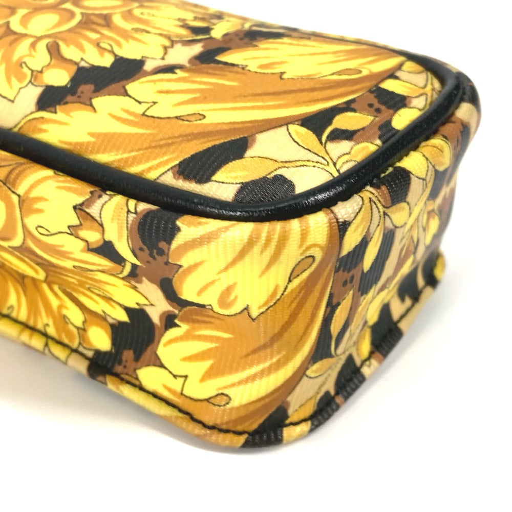 VERSACE Vintage Leopard Print Pochette Bag with Chain Phone Case and Shoulder Bag in PVC/Leather, Yellow, for Women