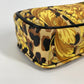 VERSACE Vintage Leopard Print Pochette Bag with Chain Phone Case and Shoulder Bag in PVC/Leather, Yellow, for Women