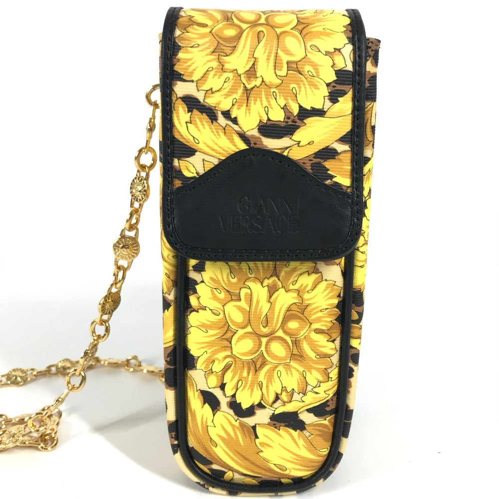 VERSACE ヴィンテージ レオパード 携帯バッグ 豹柄 ヒョウ チェーンバッグ カバン ポシェット ショルダーバッグ PVC ユニセックス イエロー - brandshop-reference