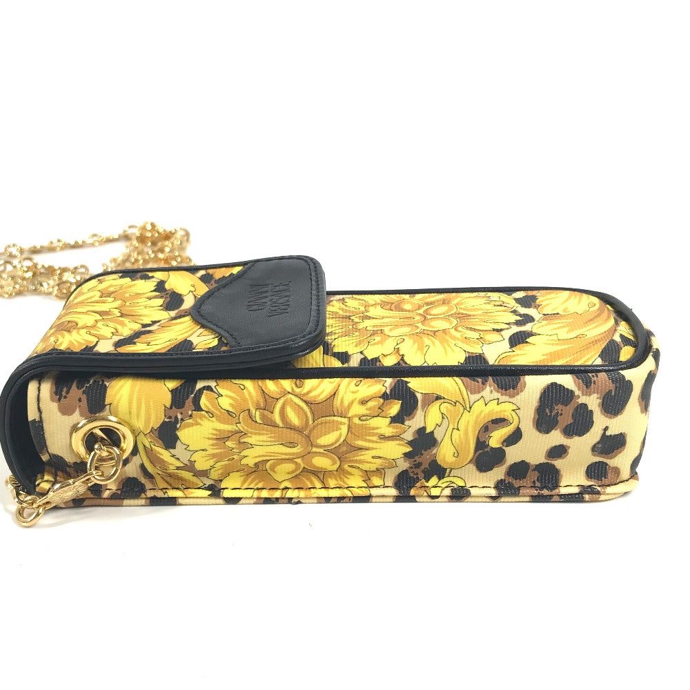 VERSACE ヴィンテージ レオパード 携帯バッグ 豹柄 ヒョウ チェーンバッグ カバン ポシェット ショルダーバッグ PVC ユニセックス イエロー - brandshop-reference