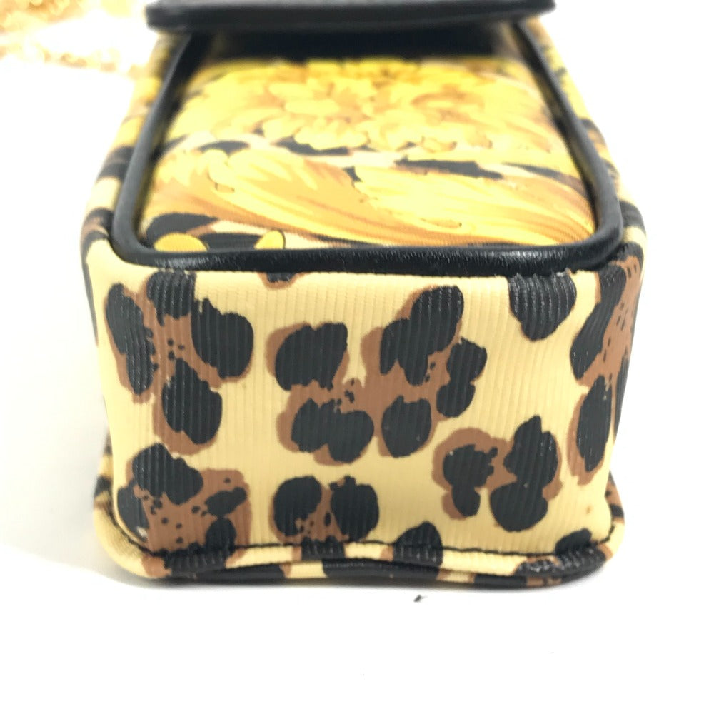 VERSACE ヴィンテージ レオパード 携帯バッグ 豹柄 ヒョウ チェーンバッグ カバン ポシェット ショルダーバッグ PVC ユニセックス イエロー - brandshop-reference