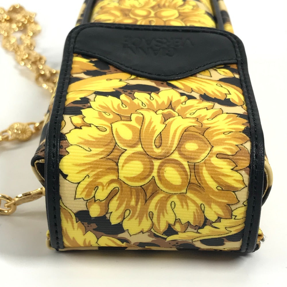 VERSACE ヴィンテージ レオパード 携帯バッグ 豹柄 ヒョウ チェーンバッグ カバン ポシェット ショルダーバッグ PVC ユニセックス イエロー - brandshop-reference