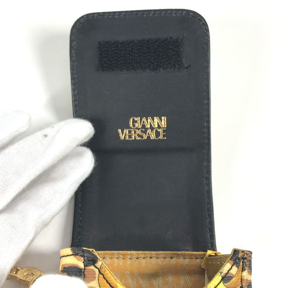 VERSACE ヴィンテージ レオパード 携帯バッグ 豹柄 ヒョウ チェーンバッグ カバン ポシェット ショルダーバッグ PVC ユニセックス イエロー - brandshop-reference