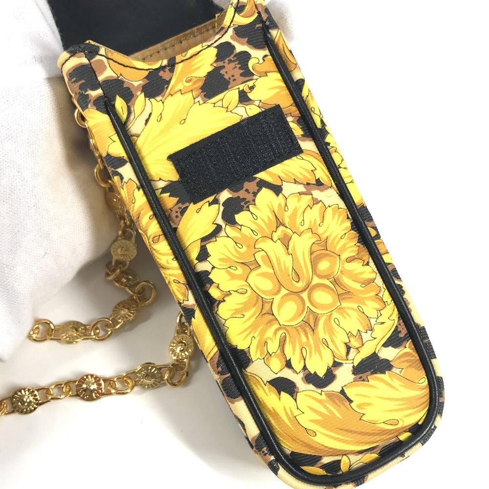 VERSACE ヴィンテージ レオパード 携帯バッグ 豹柄 ヒョウ チェーンバッグ カバン ポシェット ショルダーバッグ PVC ユニセックス イエロー - brandshop-reference