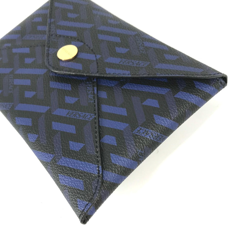 VERSACE Greca Clutch Bag, Leather, Pouch, Women's, Blue
