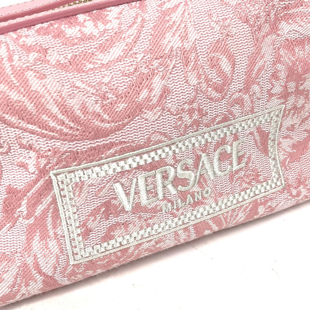 VERSACE ロゴ メイクポーチ 化粧ポーチ マルチポーチ ポーチ キャンバス レディース ピンク