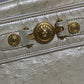VERSACE Sunburst Embossed Leather Shoulder Bag, Women's, Beige
