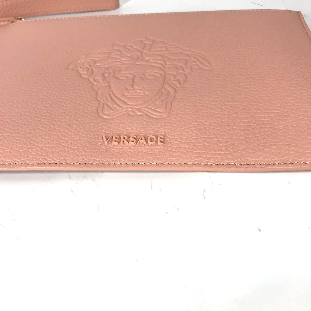 VERSACE カバン ポーチ メデューサ ストラップ付 クラッチバッグ レザー レディース ピンク