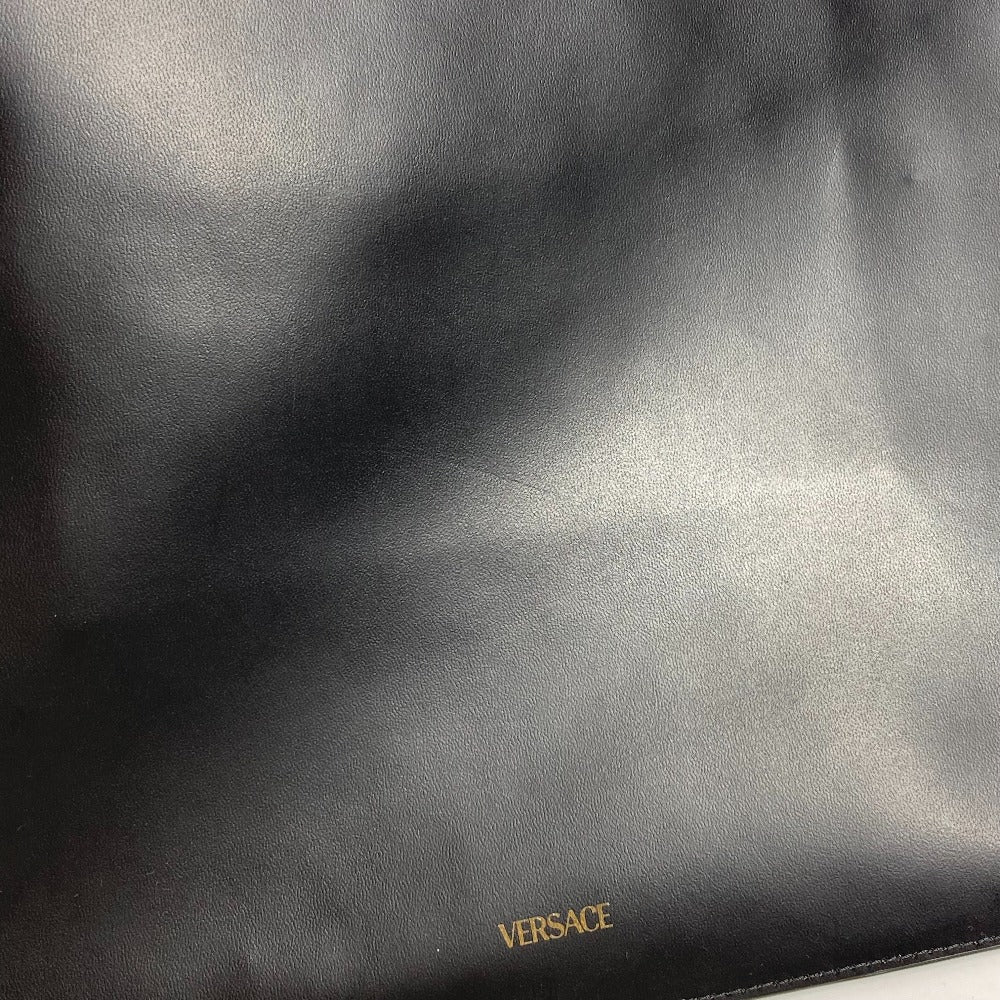 VERSACE メデューサ ストラップ付き ポーチ カバン バイカラー セカンドバッグ クラッチバッグ レザー ユニセックス ブラック - brandshop-reference