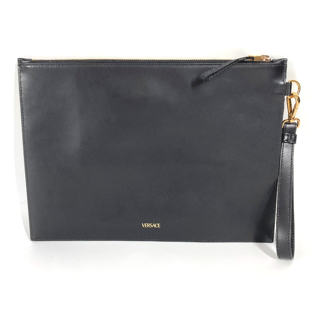 VERSACE メデューサ ストラップ付き ポーチ カバン バイカラー セカンドバッグ クラッチバッグ レザー ユニセックス ブラック - brandshop-reference